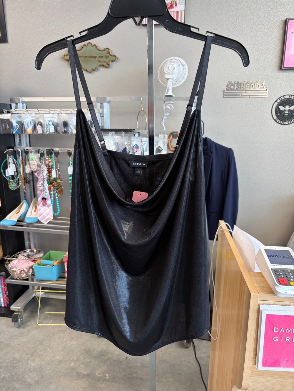 torrid Black Shimmery Cowl Neck Tank